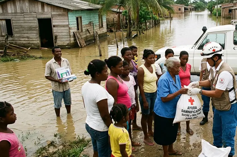 Ayuda para damnificados por inundaciones en Sucre y Bolívar.